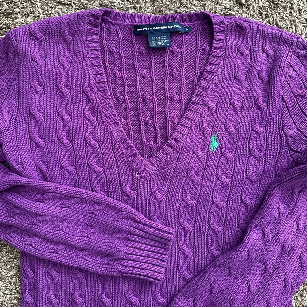 Polo by Ralph Lauren V-Neck Sweater in Deep Purple - Picture 2 of 4